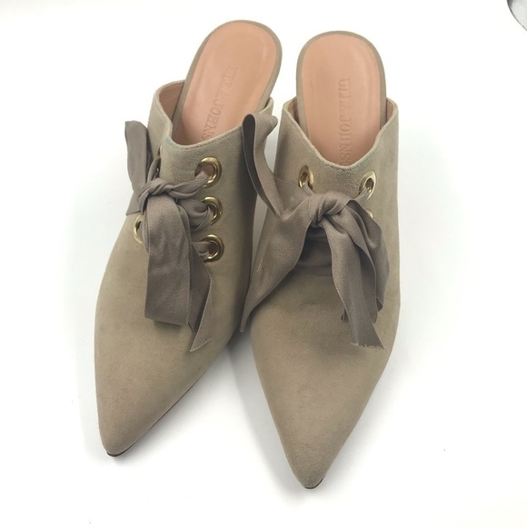 Ulla Johnson Oona Beige Tan Suede Pointed Toe Heel Mules size EU 36 US 5.5 - Picture 5 of 7
